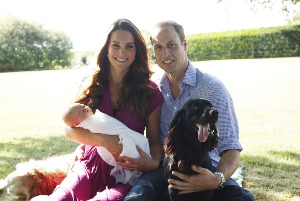 Kate and Prince William with dog Lupo, the offspring of Ella