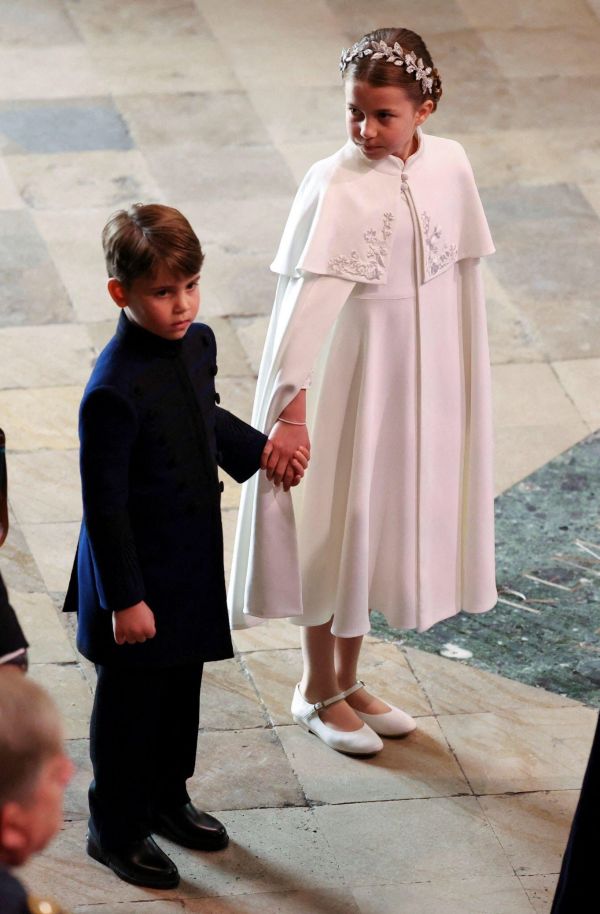 William, Kate, Charlotte And Louis Arrive At King Charles Coronation