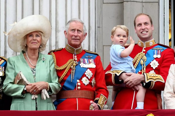 King Charles and Queen Camilla joined Prince William and Prince George, who gave a wave during Trooping the Colour in 2015.

