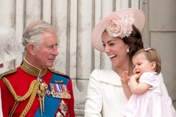 King Charles shared a moment with granddaughter Charlotte and Kate during Trooping the Colour in 2016, in honor of the Queen's 90th birthday.