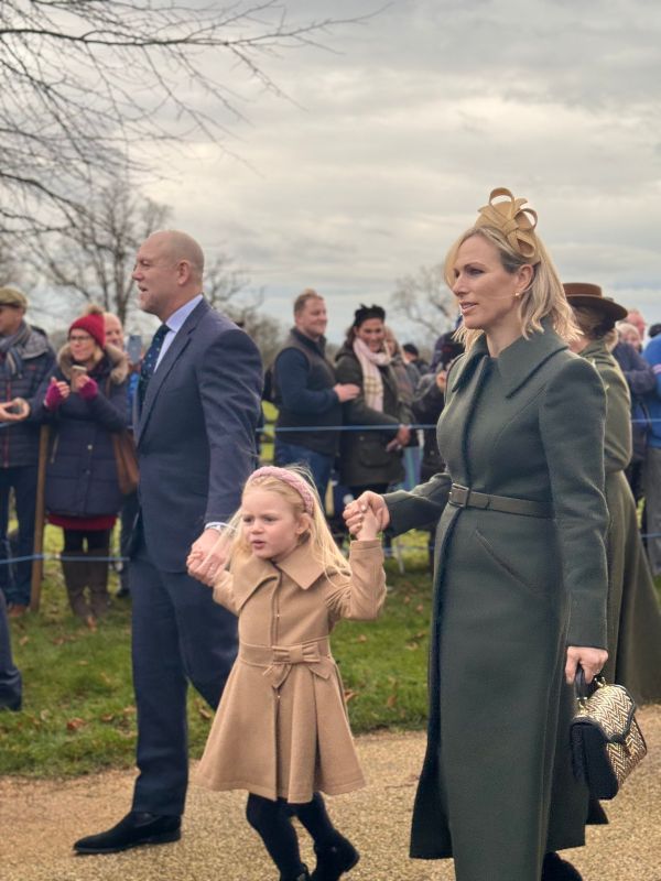 Zara Tindall wears dark green as she steps out with daughters Mia and Lena