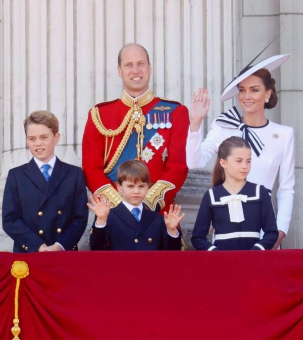 Prince George, Prince William, Prince Louis, Kate Middleton and Princess Charlotte at Trooping