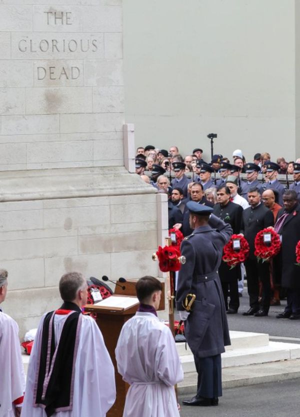 The Prince of Wales laid a wreath at the Cenotaph on Remembrance ceremony