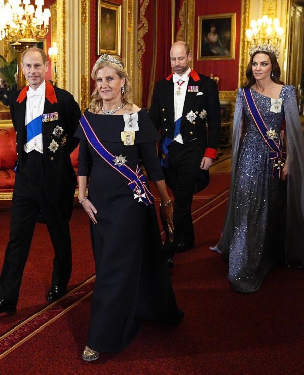 Prince Edward, Sophie, Prince William and Kate Middleton at the state banquet