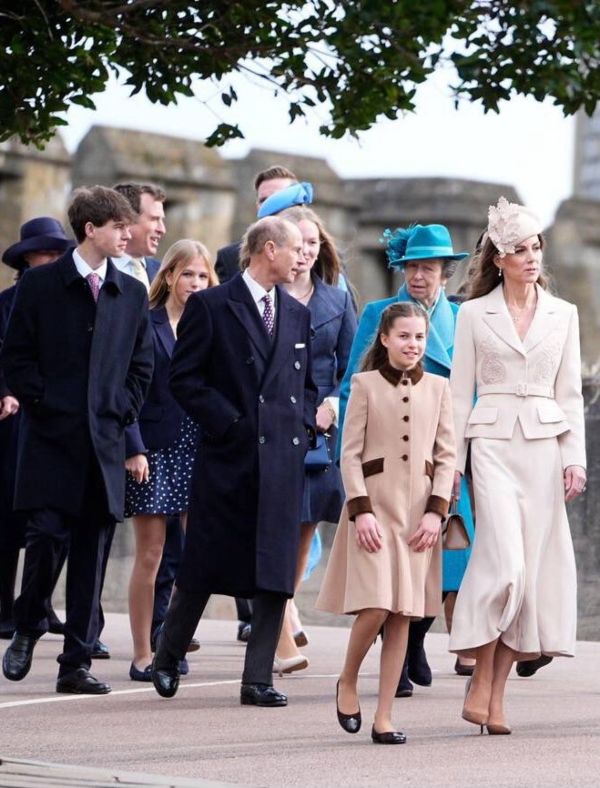 The Duke of Edinburgh and his son James, Earl of Wessex with the royal family on Easter Sunday