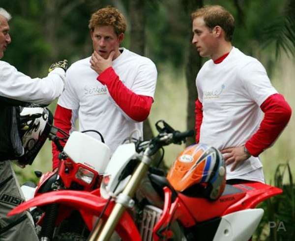 Prince William and Prince Harry prepare for a charity motorcycle ride across Africa, to raise money for UNICEF