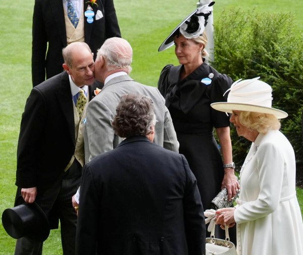 The Duke and Duchess of Edinburgh greeting King Charles and Queen Camilla today on Day 2