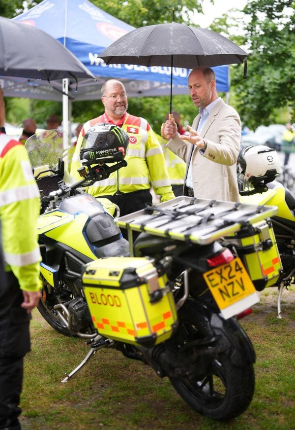 The Prince of Wales unveiled Norfolk Blood Bikes’ new rapid response vehicle at Norfolk and Norwich University Hospital,