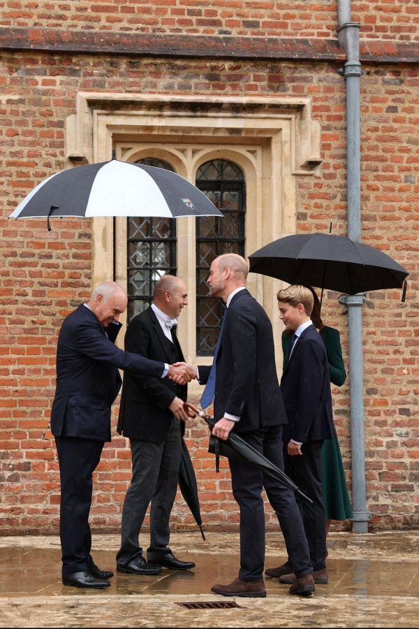 Prince William, Prince George and Kate Middleton are welcomed to Eton College by Prince William, Prince George and Kate Middleton are welcomed to Eton College by headmaster Simon Henderson and provost Nicholas Coleridge on Sept. 8, 2026